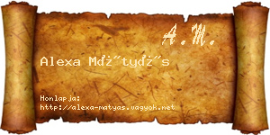 Alexa Mátyás névjegykártya